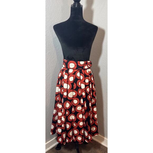 H&M Tribute to Marimenko Full Pleated Skirt Sz 4 Geometric Black Orange Ivory - Picture 1 of 16